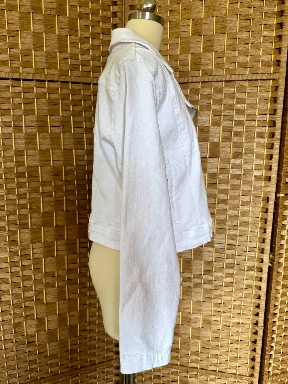 NWT Steve Madden white denim moto jacket L - Picture 7 of 14